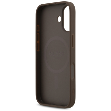 Etui Guess 4G Printed Stripes MagSafe do iPhone 17 brązowy