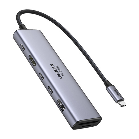 Hub / Adapter Ugreen Revodok 7w1 USB-C do 2x USB-C 3.2, USB-A 3.2, HDMI 4K 60Hz, SD/TF, PD 100W