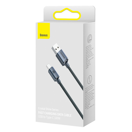 Baseus Crystal Shine Series kabel przewód USB do szybkiego ładowania i transferu danych USB Typ A - USB Typ C 100W 1,2m czarny (CAJY000401)