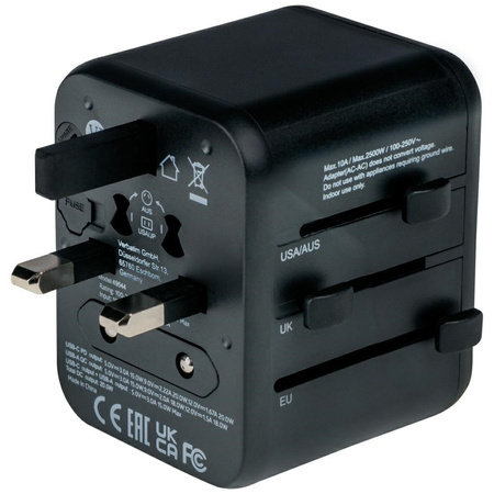 VERBATIM ADAPTER PODRÓŻNY 2xUSB-A USB-C PD 20W DO SPRZĘTU ELEKTRONICZNEGO