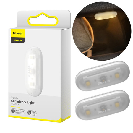 Baseus 2x samoprzylepna lampka lampa LED samochodowa biały (DGXW-02)