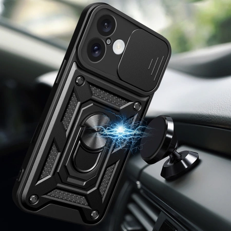 HURTEL ETUI HYBRID ARMOR CAMSHIELD DO IPHONE 16 Z PODSTAWKĄ OCHRONĄ APARATU