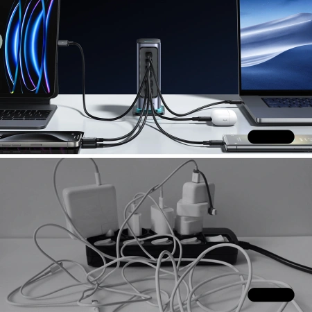 Ładowarka Joyroom JR-TCM02 wieloportowa GaN 65W EU 4x USB-C 2x USB-A - ciemnoszara