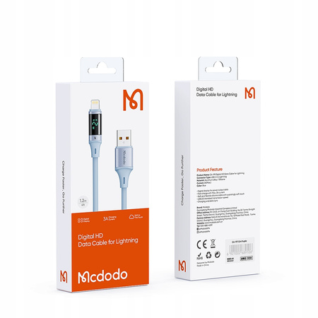 MCDODO KABEL Z WYŚWIETLACZEM USB-C SZYBKIE ŁADOWANIE USB TYP C 5A 100W 1M