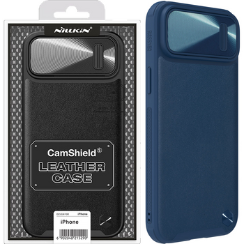 Nillkin CamShield Leather S Case etui iPhone 14 Plus pokrowiec z osłoną na aparat niebieskie