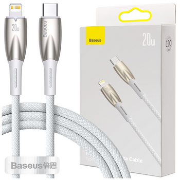 Baseus Glimmer Series kabel do szybkiego ładowania USB-C - Lightning 480Mb/s PD 20W 1m biały