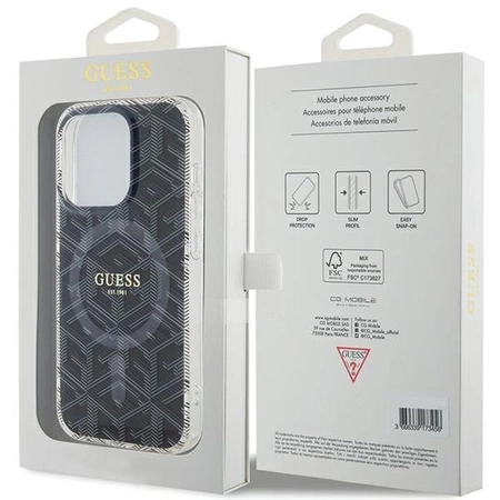 Etui Guess IML GCube MagSafe na iPhone 15 Pro Max - czarne