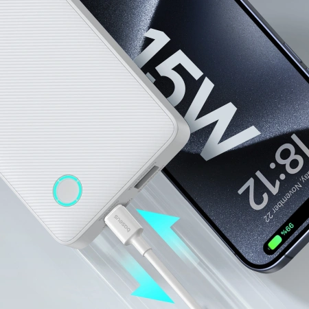 Powerbank Baseus Airpow Lite 10000mAh 15W z kablem Baseus Simple USB-A - USB-C 30cm - biały