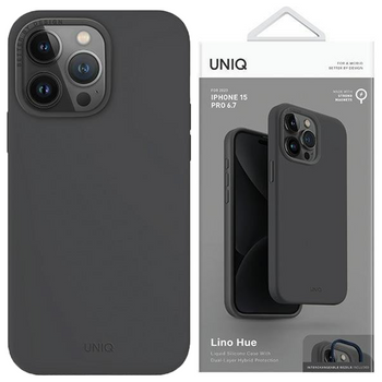 UNIQ etui Lino Hue iPhone 15 Pro 6.1" Magclick Charging szary/charcoal grey