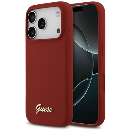 GUESS ETUI SILICONE SCRIPT METAL LOGO DO IPHONE 17 PRO MAGSAFE POKROWIEC