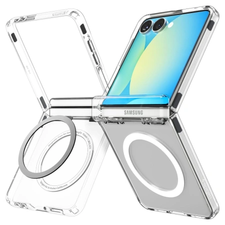 Etui Spigen Ultra Hybrid Pro Mag MagSafe na Samsung Galaxy Z Flip 7 - przezroczysto-białe