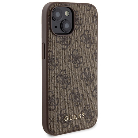 Zestaw Guess GUBPM5P15S4GEMGW iPhone15 6.1 hardcase + Powerbank 5000mAh MagSafe brązowy/brown 4G Metal Logo