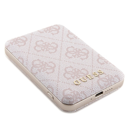 Zestaw Guess GUBPM5P15S4GEMGP iPhone15 6.1 hardcase + Powerbank 5000mAh MagSafe różowy/pink 4G Metal Logo