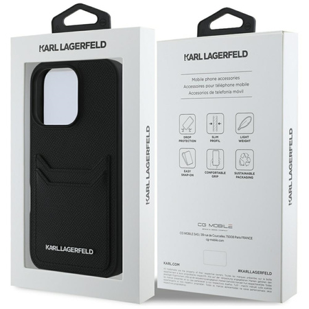 KARL LAGERFELD ETUI CASE DO IPHONE 16 PRO MAX Z METALOWĄ KIESZENIĄ NA KARTY