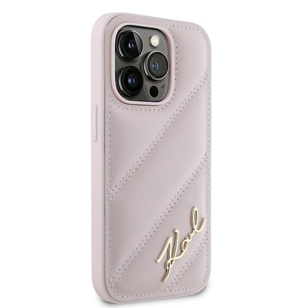 KARL LAGERFELD ETUI DO IPHONE 14 PRO MAX 6,7 DIAGONAL QUILTED SCRIPT RÓŻOWE