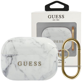 Guess GUACAPTPUMAWH AirPods Pro cover biały/white Marble Collection