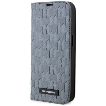 Etui Karl Lagerfeld Saffiano Monogram KLBKP14LSAKLHPG na iPhone 14 Pro - srebrne