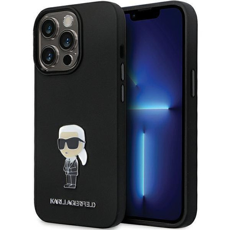 Etui Karl Lagerfeld KLHCP13XSMHKNPK na iPhone 13 Pro Max - czarne Silicone Ikonik Metal Pin