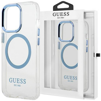 Guess GUHMP14XHTRMB iPhone 14 Pro Max 6,7" niebieski/blue hard case Metal Outline Magsafe