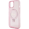 Etui Guess Ring Stand Script Glitter MagSafe na iPhone 15 Plus / 14 Plus - różowe