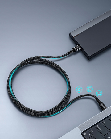 INNOSTYLE POWERFLEX ULTRA KABEL USB-C SZYBKIE ŁADOWANIE THUNDERBOLT 10GBPS 100W KEVLAR 2M CZARNY