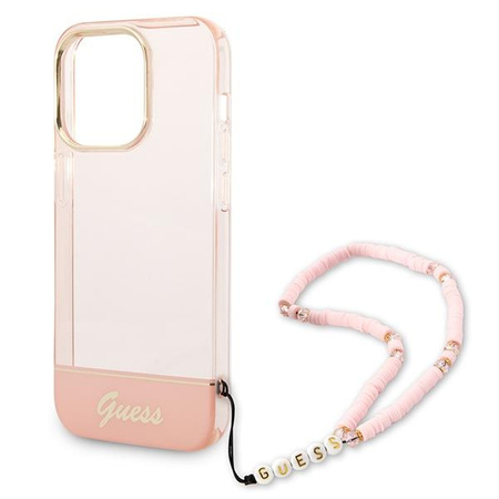 Guess GUHCP14LHGCOHP iPhone 14 Pro 6,1" różowy/pink hardcase Translucent Pearl Strap