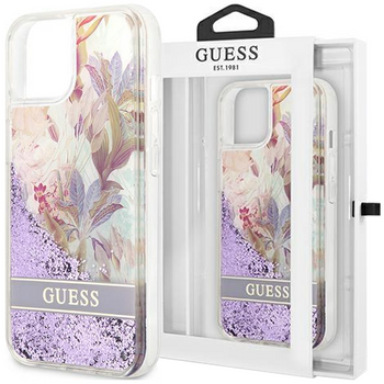 Guess GUHCP14MLFLSU iPhone 14 Plus 6,7" fioletowy/purple hardcase Flower Liquid Glitter