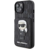 Etui Karl Lagerfeld Saffiano Cardslots and Stand Monogram Ikonik Patch do iPhone 15 - czarne