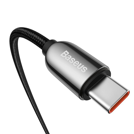 Baseus kabel USB Typ C - USB Typ C 100 W (20 V / 5 A) 1 m Power Delivery z wyświetlaczem ekranem miernik mocy czarny (CATSK-B01)