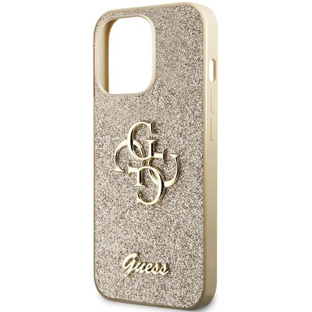 Etui Guess GUHCP13LHG4SGD na iPhone 13 Pro / 13 - złote Glitter Script Big 4G