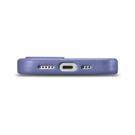 iCarer Case Leather pokrowiec etui z naturalnej skóry do iPhone 14 Plus jasnofioletowy (kompatybilne z MagSafe)