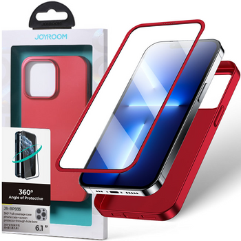 Joyroom 360 Full Case etui pokrowiec do iPhone 13 Pro Max obudowa na tył i przód + szkło hartowane czerwony (JR-BP928 red)