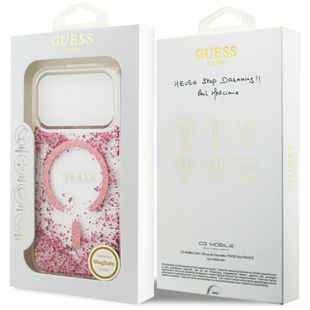 Etui Guess Resin Bottom Glitter MagSafe  do iPhone 17 Pro różowy