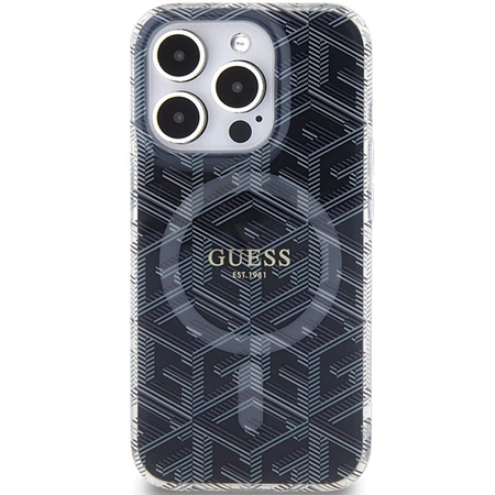 Etui Guess IML GCube MagSafe na iPhone 15 Pro Max - czarne