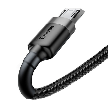 Baseus Cafule Cable wytrzymały nylonowy kabel przewód USB / micro USB QC3.0 2.4A 0,5M czarno-szary (CAMKLF-AG1)