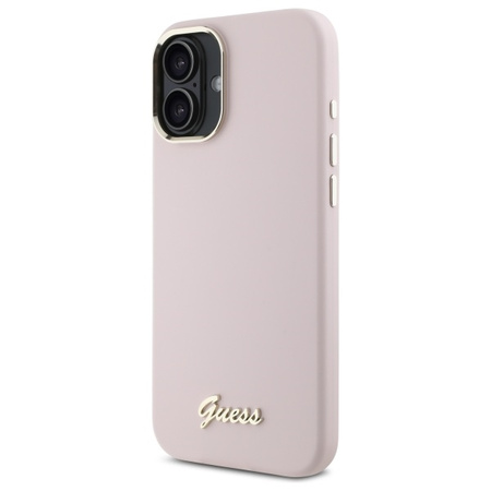 GUESS ETUI SILIKONOWE HARDCASE DO IPHONE 16 PLUS 6.7 Z RAMKĄ LOGO METALOWYM