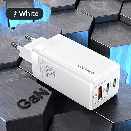 USAMS ŁADOWARKA SIECIOWA 65W 2XUSB-C DO IPHONE 12 13 14 15 PD FAST CHARGING
