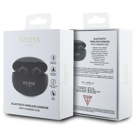 Słuchawki Bluetooth Guess GUTWST50EK TWS + stacja dokująca - czarne Classic EST