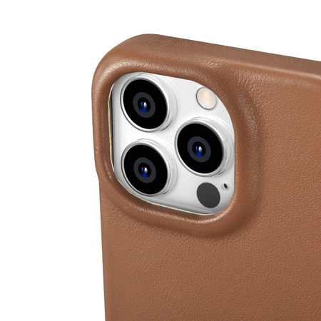 iCarer CE Premium Leather Folio Case skórzane etui iPhone 14 Pro z klapką magnetyczne MagSafe brązowy (WMI14220714-BN)
