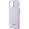 Etui Guess Glitter Glossy Script do iPhone 15 - liliowe