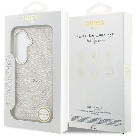 Etui Guess 4G Embossed Ring MagSafe do Samsung Galaxy S26 różowy