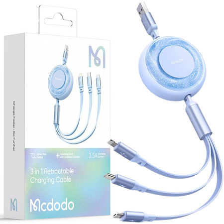 MCDODO KABEL ZWIJANY MICRO USB LIGHTNING USB-C 3W1