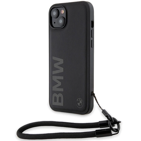 Etui BMW Signature Leather Wordmark Cord na iPhone 15 / 14 / 13 - czarne