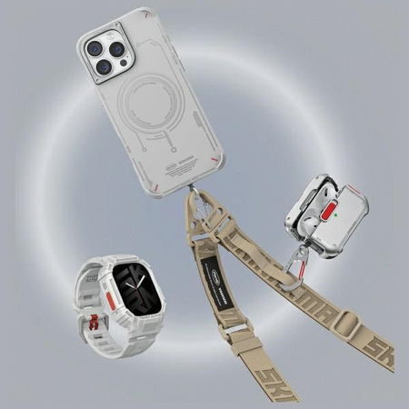Skinarma etui Mecha iPhone 16 Pro 6.3 Magnetic Charging jasno szary/ light grey