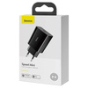 BASEUS ŁADOWARKA SIECIOWA USB-C DO IPHONE IPAD PD 20W 3A SZYBKIE ŁADOWANIE