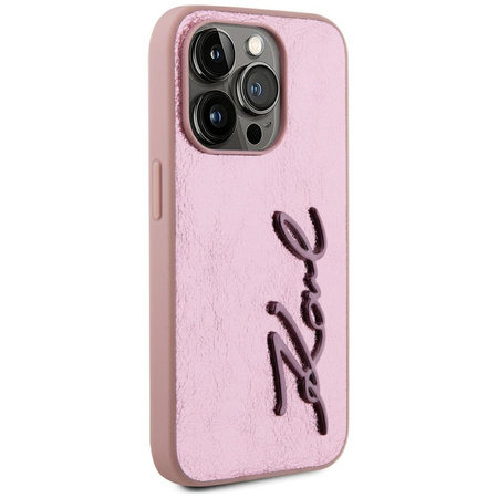 KARL LAGERFELD ETUI WRINKLED METAL DO IPHONE 15 PRO MAX Z PODPISANĄ OKŁADKĄ