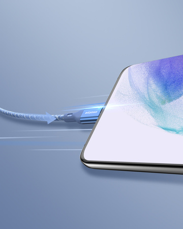INNOSTYLE POWERFLEX KABEL USB-C SZYBKIE ŁADOWANIE DO IPHONE SAMSUNG 3A 60W KEVLAR 2M NIEBIESKI