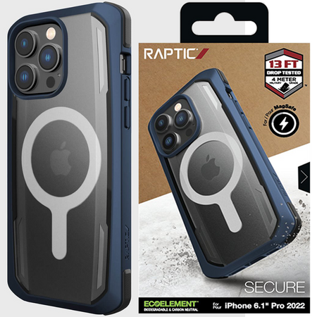 Raptic X-Doria Secure Case etui iPhone 14 Pro z MagSafe pancerny pokrowiec niebieski