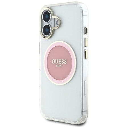 GUESS ETUI POKROWIEC MAGNETYCZNY DO MAGSAFE IPHONE 16 LOGO METALOWE