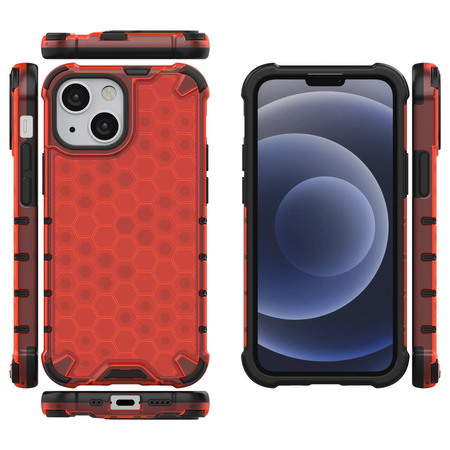 Honeycomb etui pancerny pokrowiec z żelową ramką iPhone 13 mini czerwony